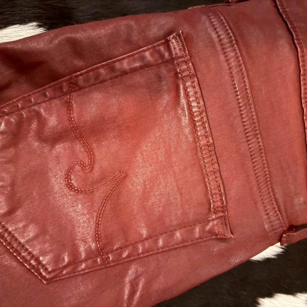 Ag Adriano Goldschmied Women's Skinny Jeans in Deep Burgundy - Picture 3 of 7